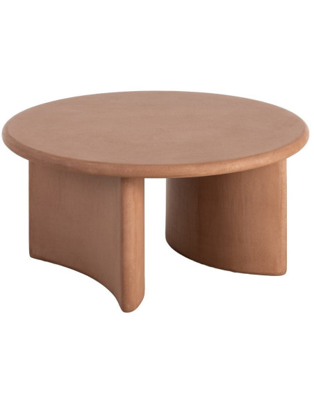 Table basse moderne style wabi-sabi Ronde 80 cm Bois MDF Terracotta Micro-ciment Teja 