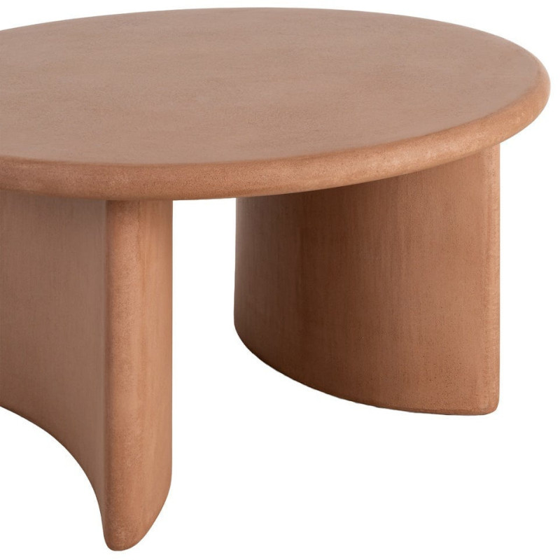 Table basse moderne style wabi-sabi Ronde 80 cm Bois MDF Terracotta Micro-ciment Teja 