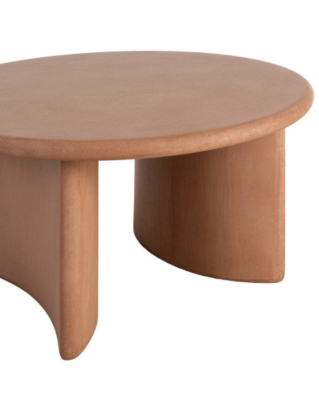 Table basse moderne style wabi-sabi Ronde 80 cm Bois MDF Terracotta Micro-ciment Teja 