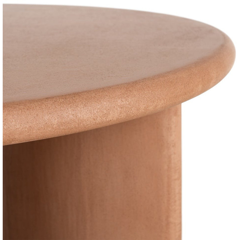 Table basse moderne style wabi-sabi Ronde 80 cm Bois MDF Terracotta Micro-ciment Teja 