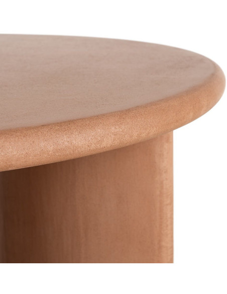 Table basse moderne style wabi-sabi Ronde 80 cm Bois MDF Terracotta Micro-ciment Teja 