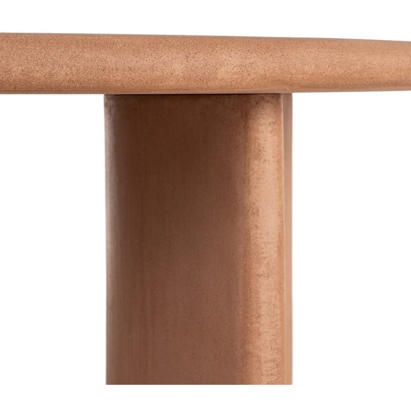 Table basse moderne style wabi-sabi Ronde 80 cm Bois MDF Terracotta Micro-ciment Teja 