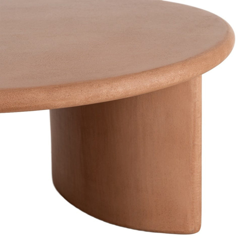 Table basse moderne style wabi-sabi Ronde 80 cm Bois MDF Terracotta Micro-ciment Teja 