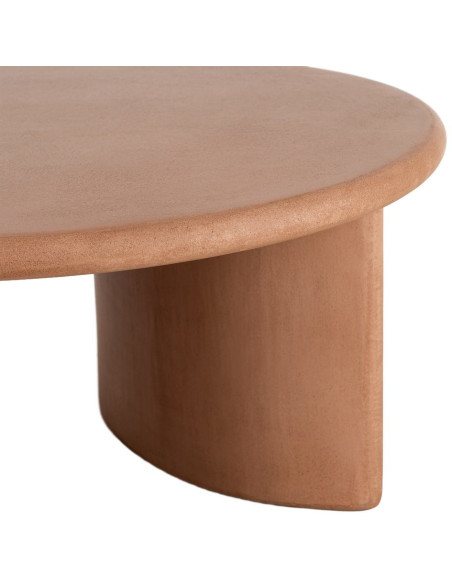 Table basse moderne style wabi-sabi Ronde 80 cm Bois MDF Terracotta Micro-ciment Teja 