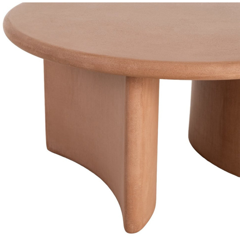 Table basse moderne style wabi-sabi Ronde 80 cm Bois MDF Terracotta Micro-ciment Teja 