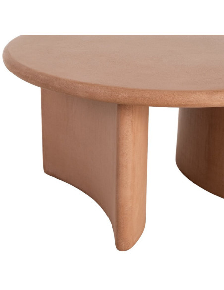 Table basse moderne style wabi-sabi Ronde 80 cm Bois MDF Terracotta Micro-ciment Teja 
