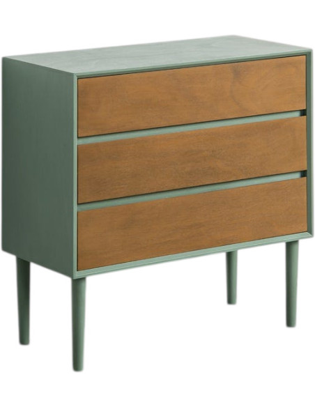 Commode 3 tiroirs vert sauge bois 75 x 35 x 75 cm Escala