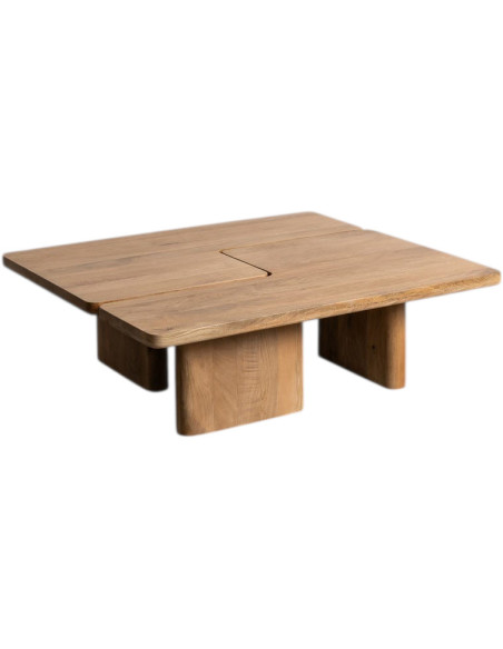 Grande Table basse modulable Puzzle Japandi minimaliste Rectangulaire/Carrée 120 cm Bois de manguier Naturel Asana
