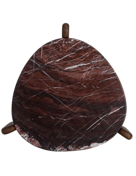 Table basse moderne chic Ovale 70 cm en Marbre Marron Bois de manguier Marron foncé Talven