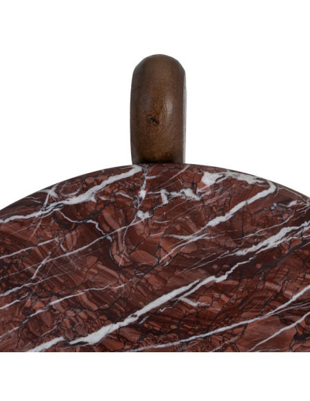 Table basse moderne chic Ovale 70 cm en Marbre Marron Bois de manguier Marron foncé Talven