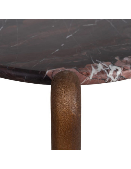 Table basse moderne chic Ovale 70 cm en Marbre Marron Bois de manguier Marron foncé Talven