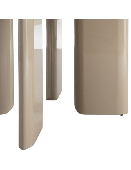 Table à manger ronde Ø120 cm MDF brillante taupe Dorina