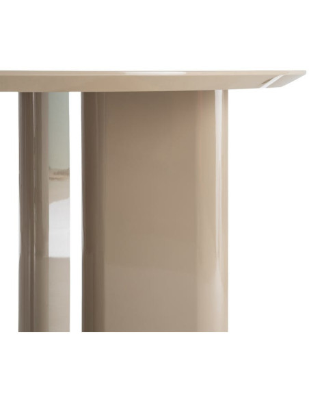 Table à manger ronde Ø120 cm MDF brillante taupe Dorina