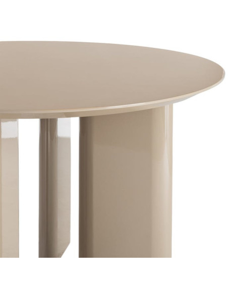 Table à manger ronde Ø120 cm MDF brillante taupe Dorina