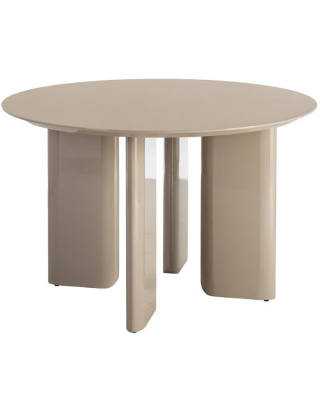 Table à manger ronde Ø120 cm MDF brillante taupe Dorina