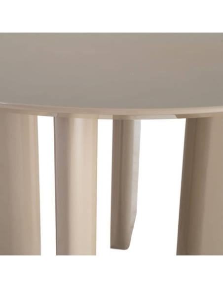 Table à manger ronde Ø120 cm MDF brillante taupe Dorina