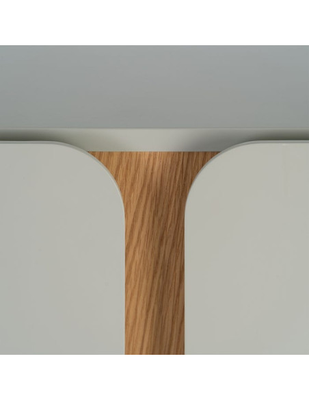 Grand Buffet design Bas 4 portes en Bois MDF Taupe Naturel Malta