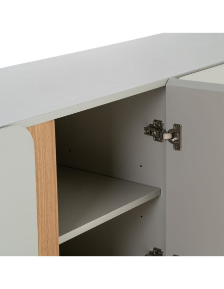 Grand Buffet design Bas 4 portes en Bois MDF Taupe Naturel Malta