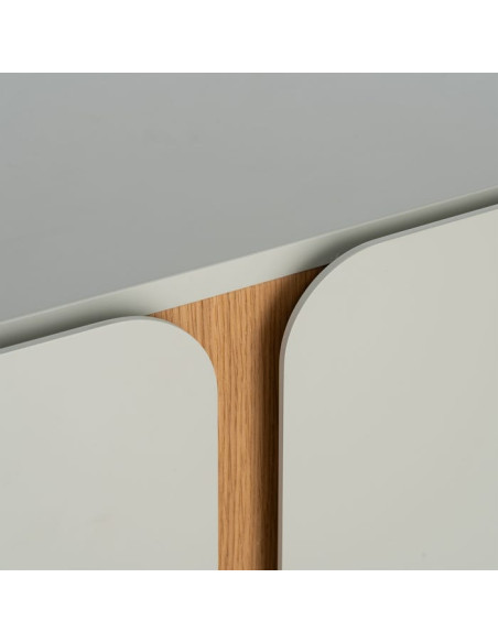 Grand Buffet design Bas 4 portes en Bois MDF Taupe Naturel Malta