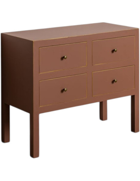 Commode 4 tiroirs 80 x 36 x H66,5 cm bois moka Oriente