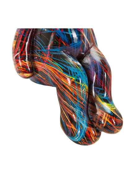 Statuette design Pop Art Ourson Chic Hauteur 25 cm Résine Multicolore Motif lignes Doré Psyco 