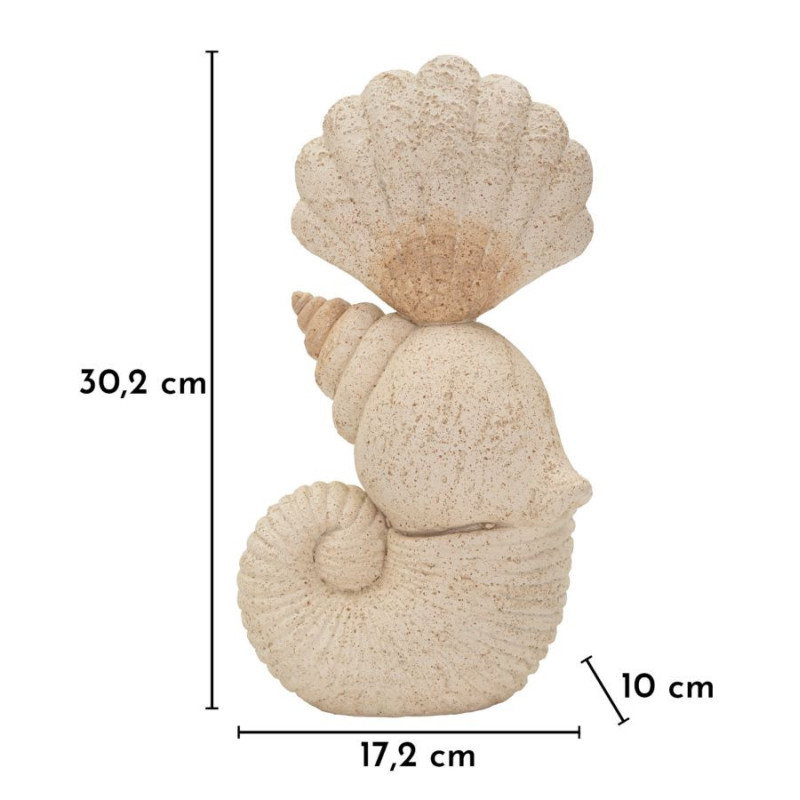 Sculpture déco Bord de mer Coquillages Hauteur 30 cm Résine Beige Shell 