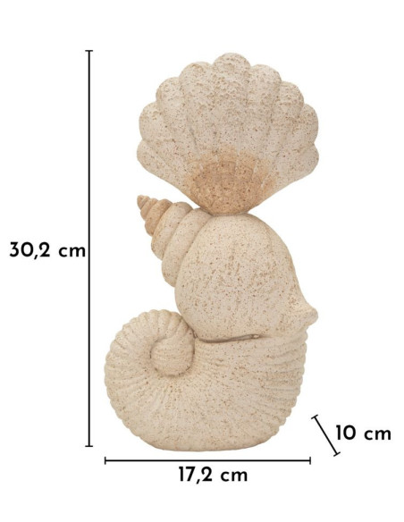 Sculpture déco Bord de mer Coquillages Hauteur 30 cm Résine Beige Shell 