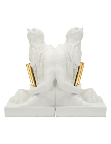 Serre Livre design Dieu Grec Hauteur 22 cm Résine Blanc Doré Poséidon 