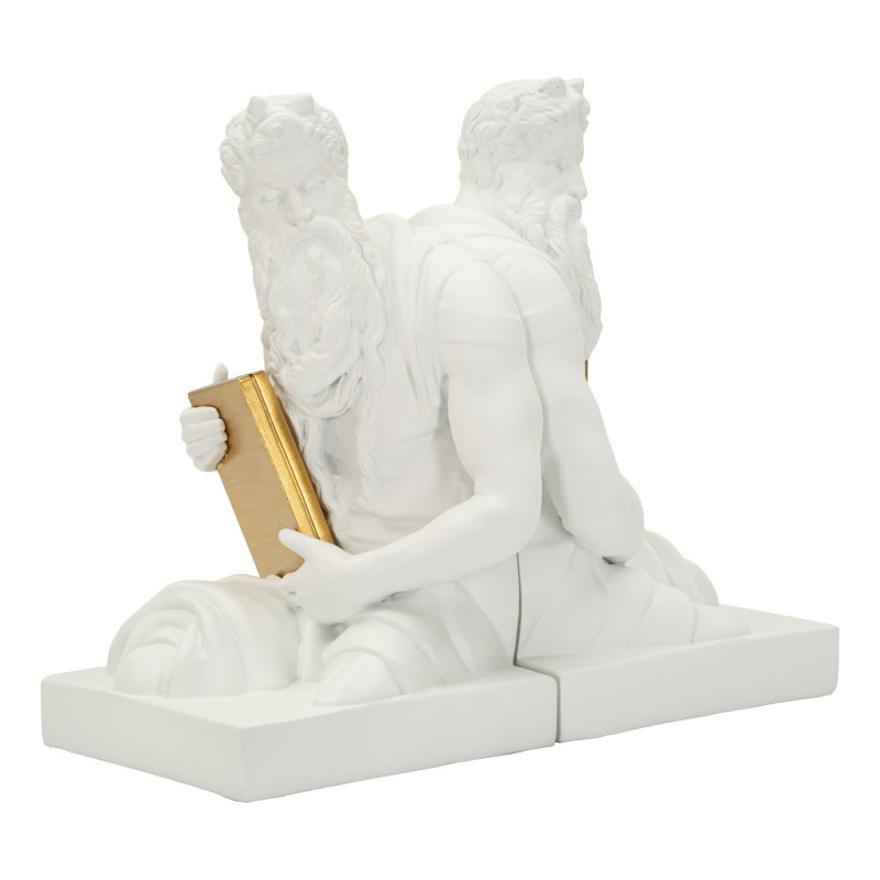 Serre Livre design Dieu Grec Hauteur 22 cm Résine Blanc Doré Poséidon 