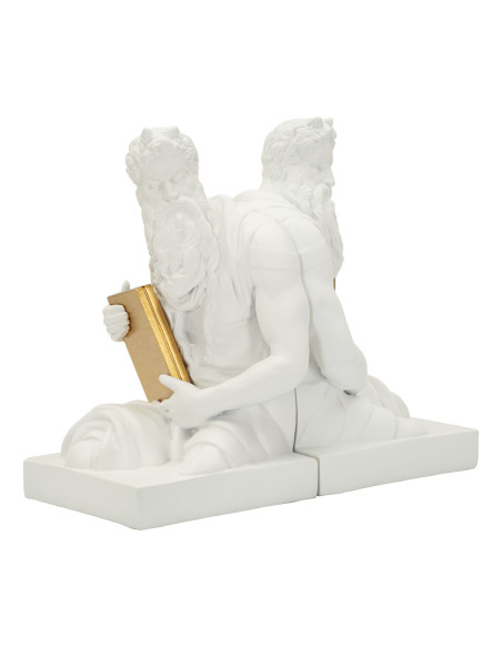 Serre Livre design Dieu Grec Hauteur 22 cm Résine Blanc Doré Poséidon 