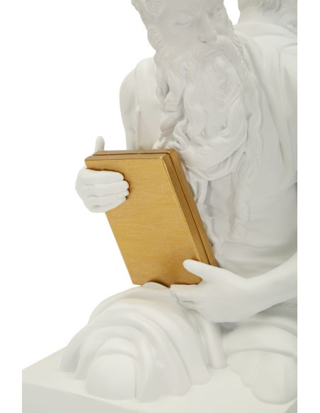 Serre Livre design Dieu Grec Hauteur 22 cm Résine Blanc Doré Poséidon 