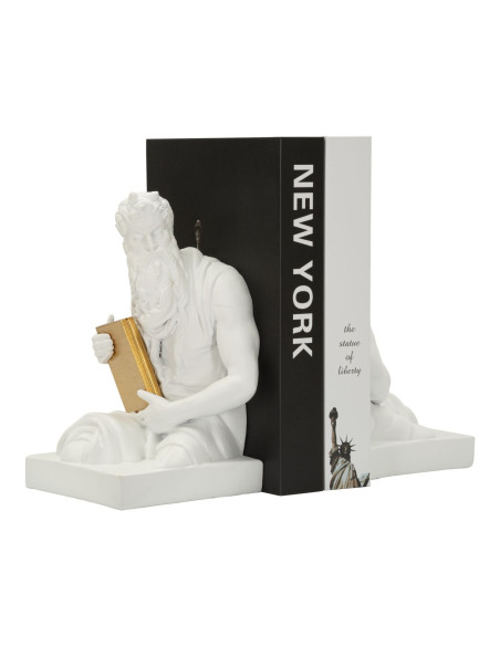 Serre Livre design Dieu Grec Hauteur 22 cm Résine Blanc Doré Poséidon 