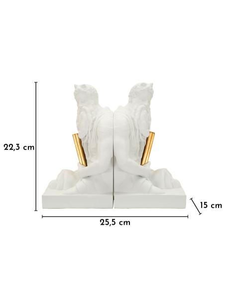 Serre Livre design Dieu Grec Hauteur 22 cm Résine Blanc Doré Poséidon 