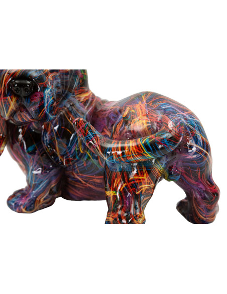 Statuette design Pop Art Chien Teckel 20 cm Résine Multicolore Motif lignes Psyco 