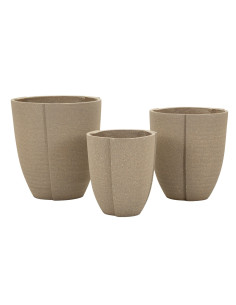 Lot de 3 cache-pots de jardin wabi-sabi Rond Résine Gris Peru 