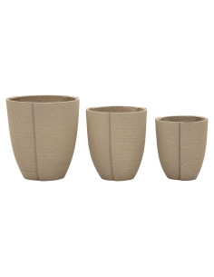 Lot de 3 cache-pots de jardin wabi-sabi Rond Résine Gris Peru 