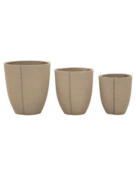 Lot de 3 cache-pots de jardin wabi-sabi Rond Résine Gris Peru 