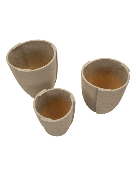 Lot de 3 cache-pots de jardin wabi-sabi Rond Résine Gris Peru 