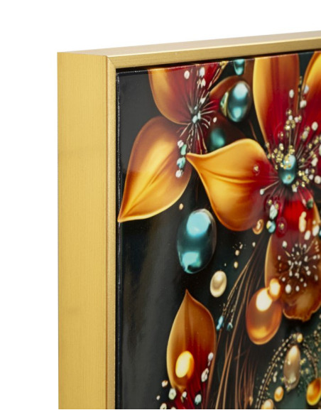 Grande Toile murale imprimée Papillon floral 70x100 cm Cadre doré Butterfly 