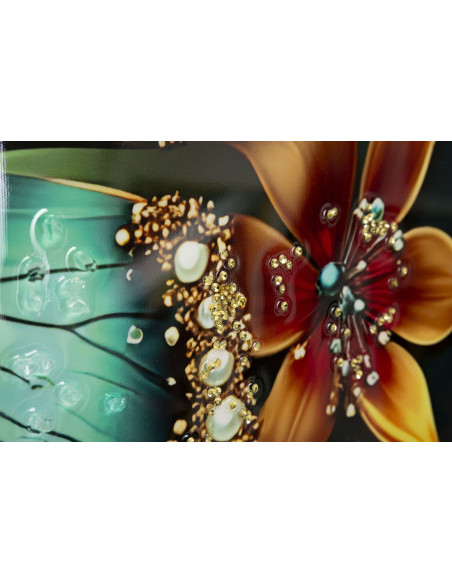 Grande Toile murale imprimée Papillon floral 70x100 cm Cadre doré Butterfly 