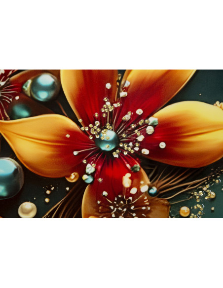 Grande Toile murale imprimée Papillon floral 70x100 cm Cadre doré Butterfly 