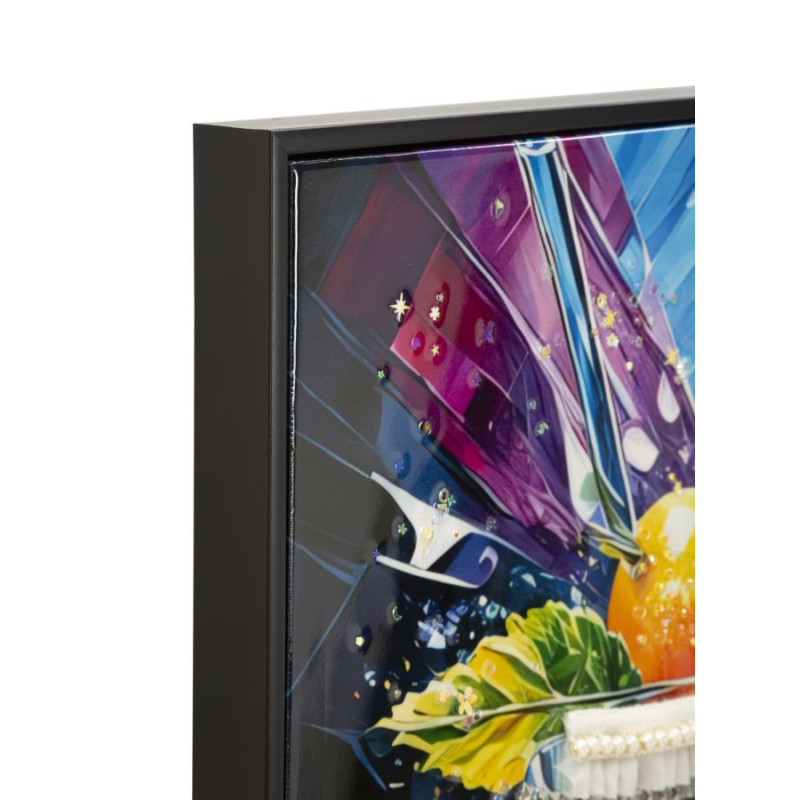 Grande Toile murale imprimée Verre graphique 62x92 cm Cadre noir Cocktail 
