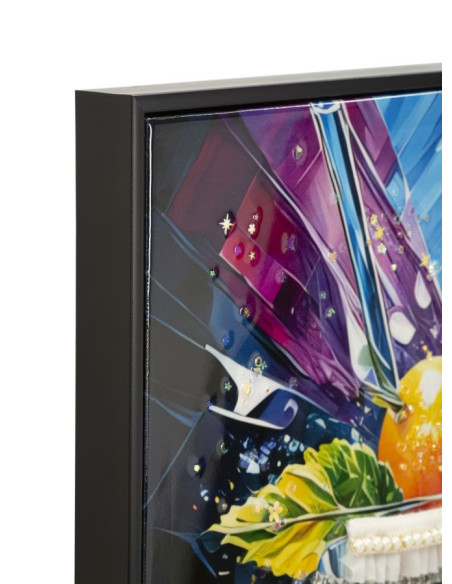 Grande Toile murale imprimée Verre graphique 62x92 cm Cadre noir Cocktail 