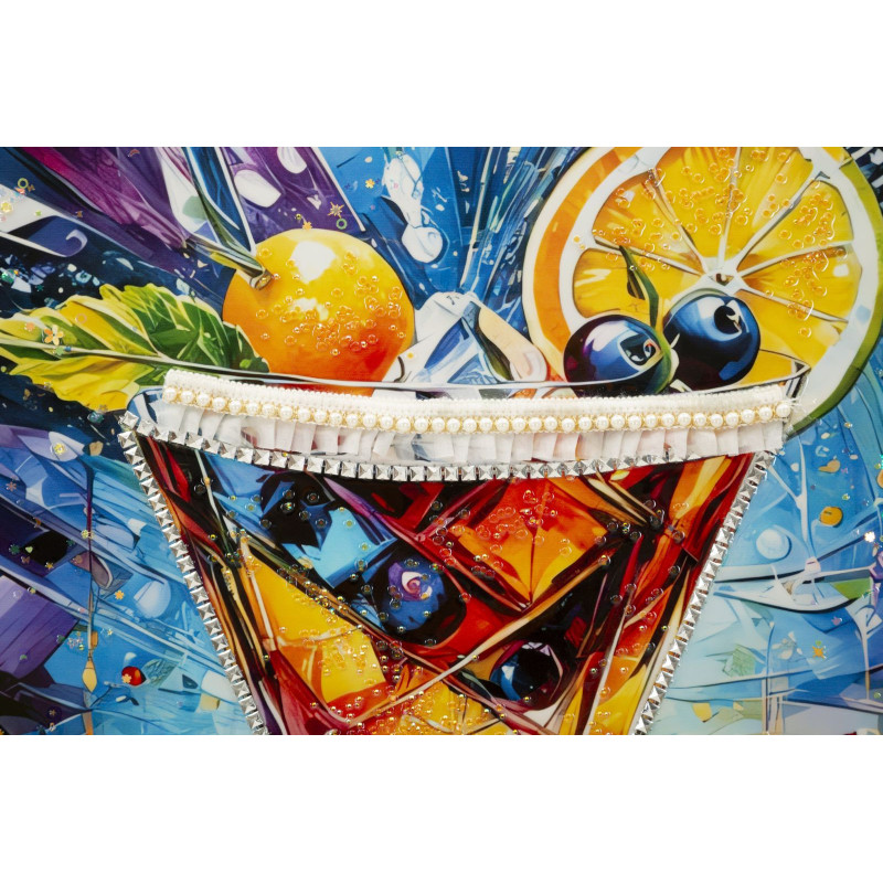 Grande Toile murale imprimée Verre graphique 62x92 cm Cadre noir Cocktail 