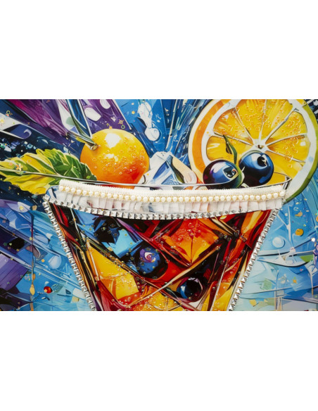 Grande Toile murale imprimée Verre graphique 62x92 cm Cadre noir Cocktail 