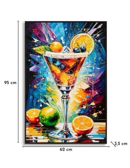 Grande Toile murale imprimée Verre graphique 62x92 cm Cadre noir Cocktail 