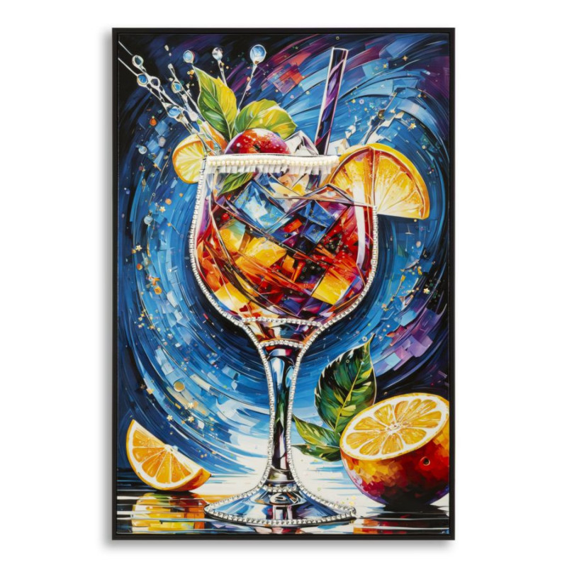 Grande Toile murale imprimée Verre arty 62x92 cm Cadre noir Cocktail 