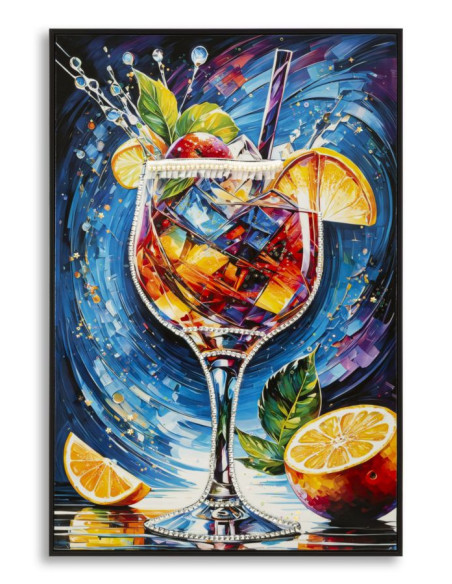 Grande Toile murale imprimée Verre arty 62x92 cm Cadre noir Cocktail 