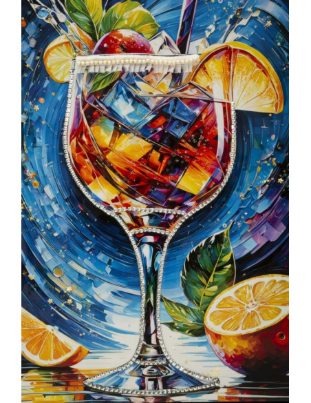 Grande Toile murale imprimée Verre arty 62x92 cm Cadre noir Cocktail 