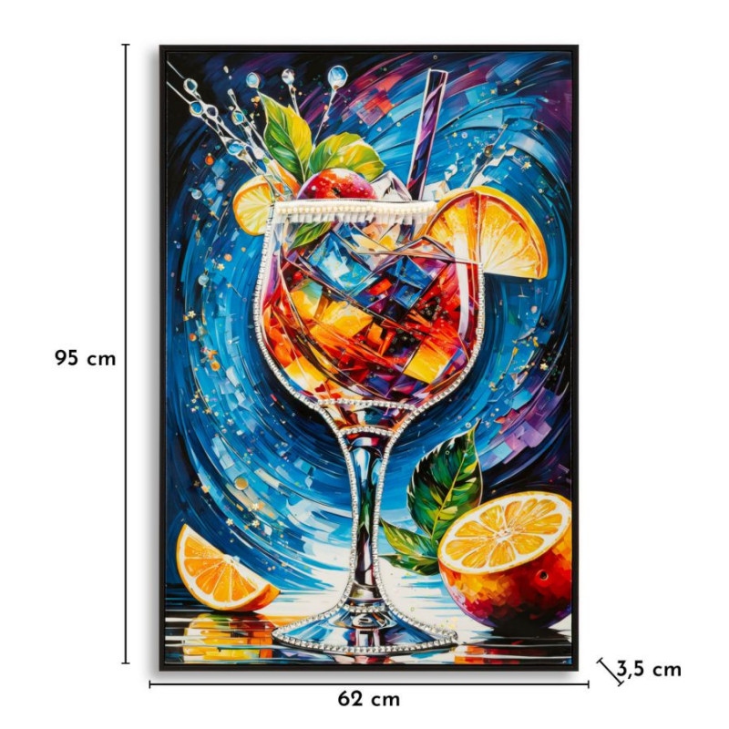 Grande Toile murale imprimée Verre arty 62x92 cm Cadre noir Cocktail 